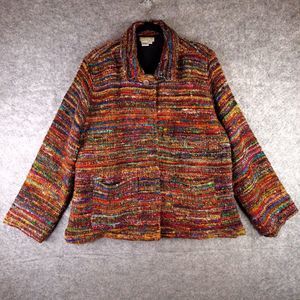 Territory Ahead 100% Silk Jacket Womens XL Rainbow Art To Wear Colorful Unique